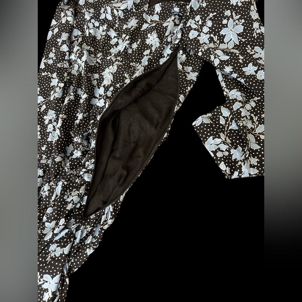 LN Veronica Beard Chana Floral asymmetrical dress size 4 Ruched Zipper Long Slv - Picture 6 of 13